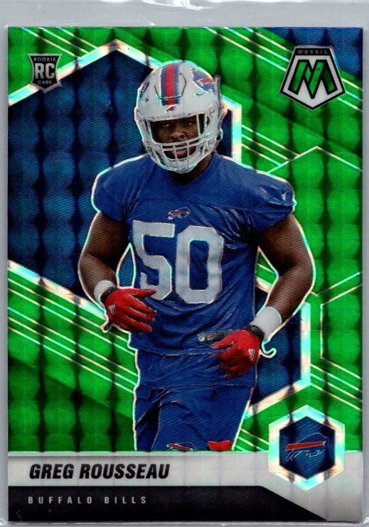 2021 Panini Mosaic #353 Greg Rousseau Prizm Green