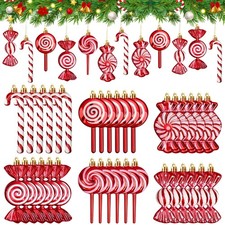 36 Pcs Christmas Candy Ornaments Hanging Glitter Candy Cane Christmas Tree De...