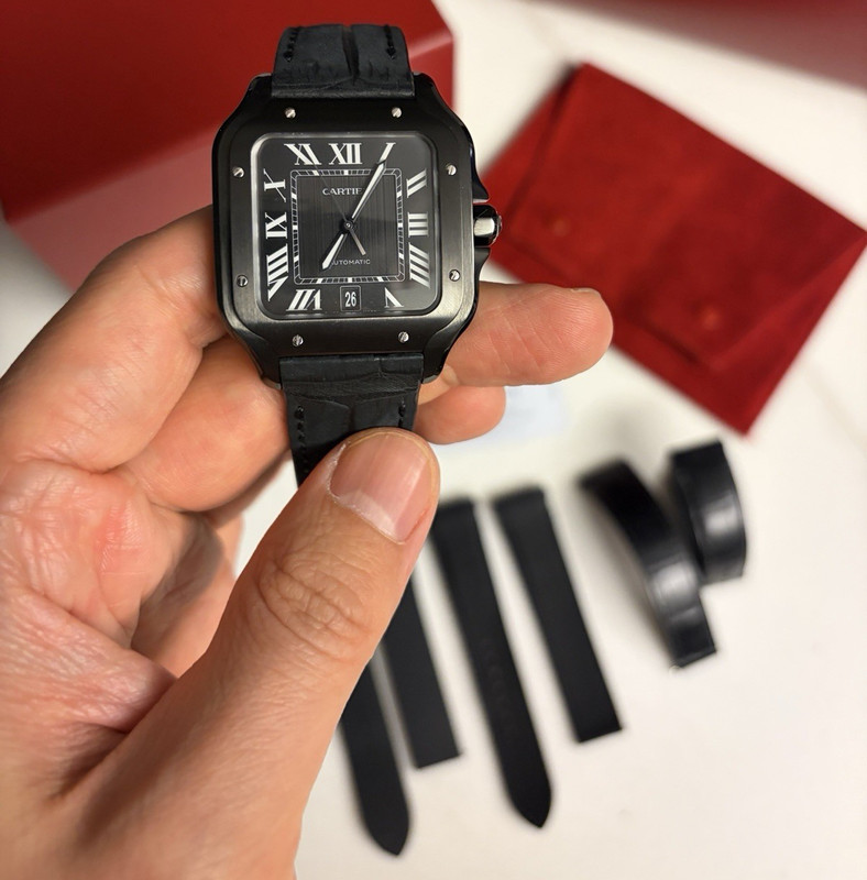 Cartier Santos de Cartier ADLC 40mm Black Dial Auto Date - Box & Papers & Straps