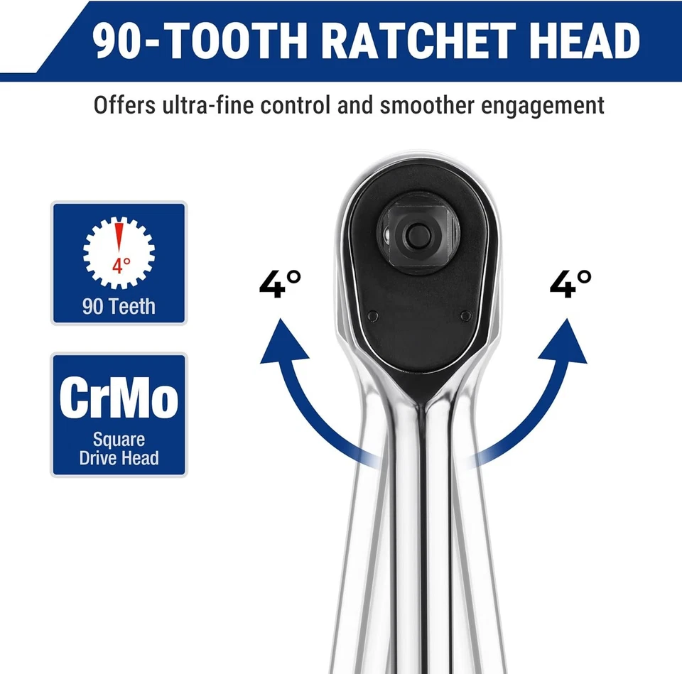 WORKPRO Low Profile 1/2-inch Drive Ratchet 90-Tooth Quick-release Ratchet Wrench - Image 3 of 4