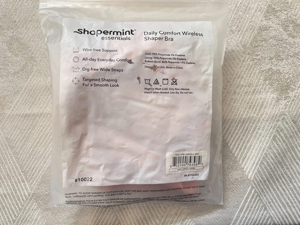 NWT SHAPERMINT  SIZE L Rose Tan daily comfort WIRELESS BRALETTE BRA 10022 - Image 2 of 2