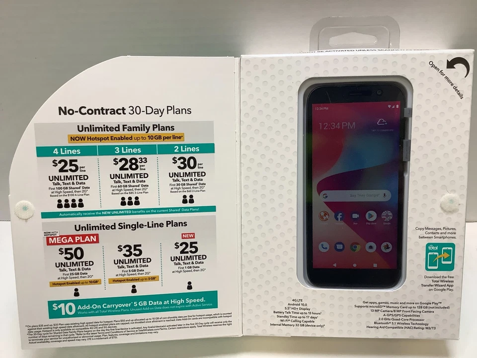 Total Wireless Blu View 2 4G LTE Prepaid Smartphone Black 32GB, Network Locked - Image 2 of 4