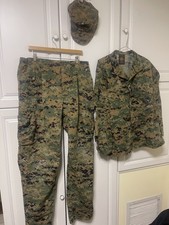 USMC MARPAT SHIRT SET WOODLAND LARGE REGULAR Shirt Large Long Pants Hat READ
