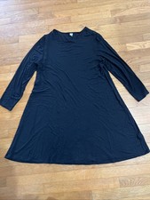 Old Navy Fit And Flare Black Midi Dress XL Long Sleeve