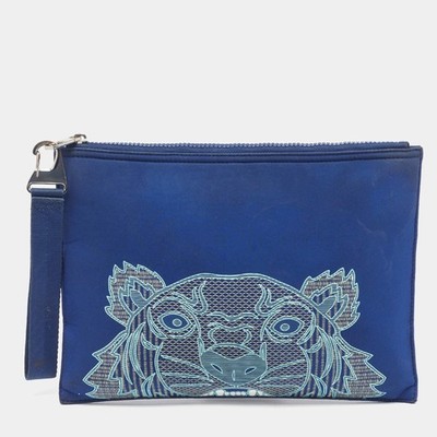 Kenzo Tiger Patch Navy Blue Neoprene Wristlet Pouch | eBay