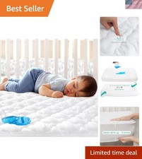 Fitted Waterproof Crib Mattress Protector - Machine Washable  4-Layer Comfort