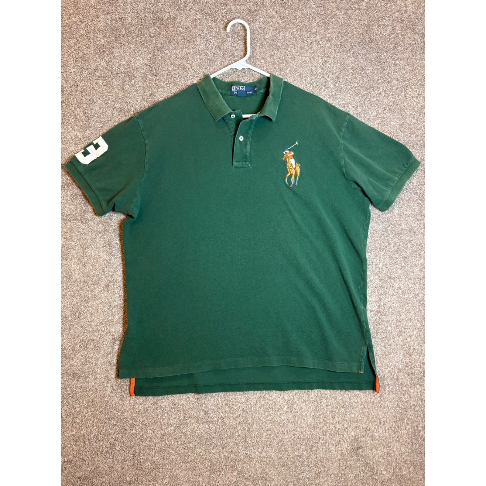 Polo by Ralph Lauren Men's Green Big Pony Number 3 Short Sleeve Polo Shirt XL
