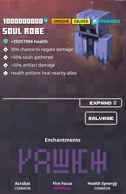 Minecraft Dungeons - Soul Robe Armor Reaper Build Modded (Cross-play) (6 Items)