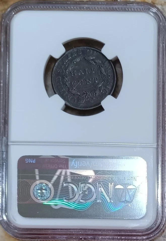 1809 / 6 "over 6" Classic Half Cent, NGC XF-45, an achievable variety - Image 4 of 4