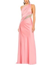 Mac Duggal Shoulder Embellished Satin Gown Women's  10