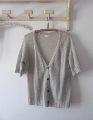 cardigan gilet col V manches courtes AMERICAN VINTAGE Laine mohair gris taille L - Photo 1/4
