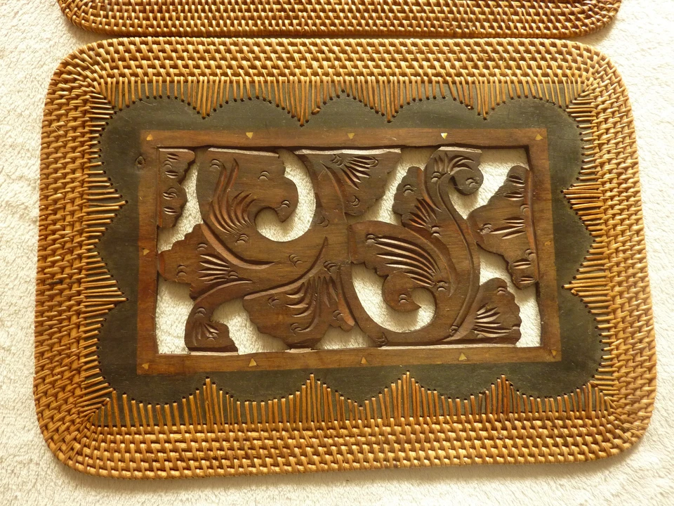 2 x Platzset Platzdeckchen aus Holz aus Bali