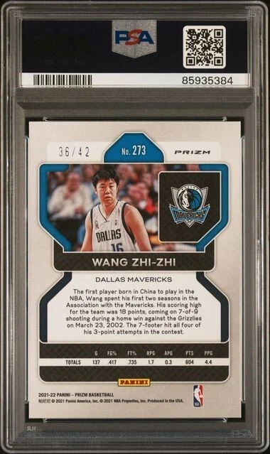 2021 Panini Prizm #273 Wang Zhi-Zhi Pink Pulsar SP /42 PSA 10 GEM Pop 1 Dallas - Image 2 of 4