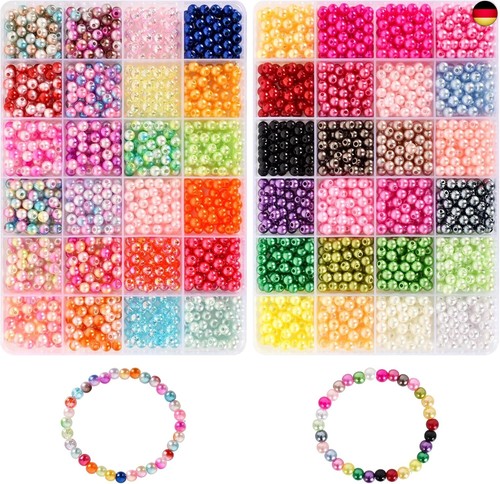 2400 Stücke 6mm Beads Perlen Set, Glasperlen zum Basteln Edelstein Perlen Rund - Bild 8 von 9
