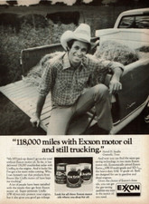 1981 Vintage Print Ad Exxon 118,000 miles with motor oil and still trucking