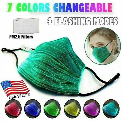  LED Light up Face Mask USB Rechargeable Glowing Luminous Masks for Party