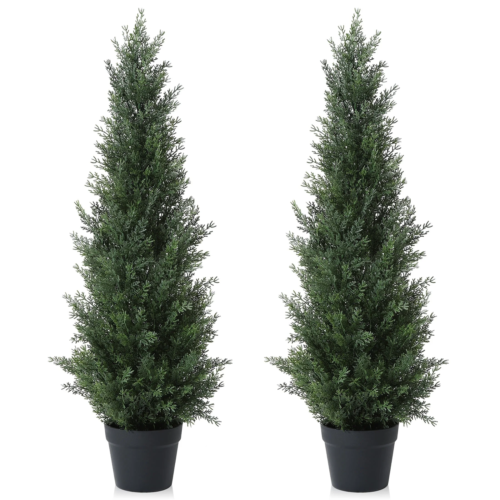 Artificial Cedar Tree 2 Pack 3 Ft Outdoor Artificial Topiary Cedar Plants Fake T