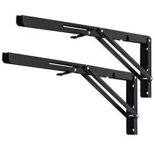 2 Pack 22" Black Folding Shelf Brackets Heavy Duty 330lb DIY L Bracket