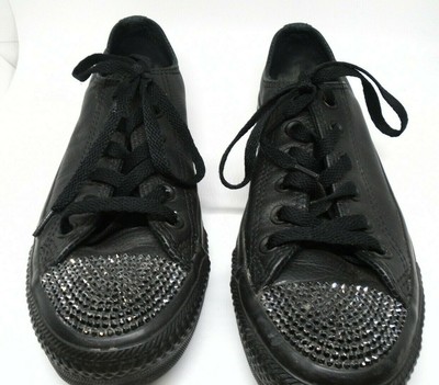 ladies black leather converse