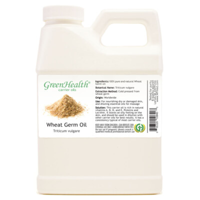 Wheat Germ Carrier Oil - 16 fl oz - White Plastic Jug w/ Cap - GreenHealth