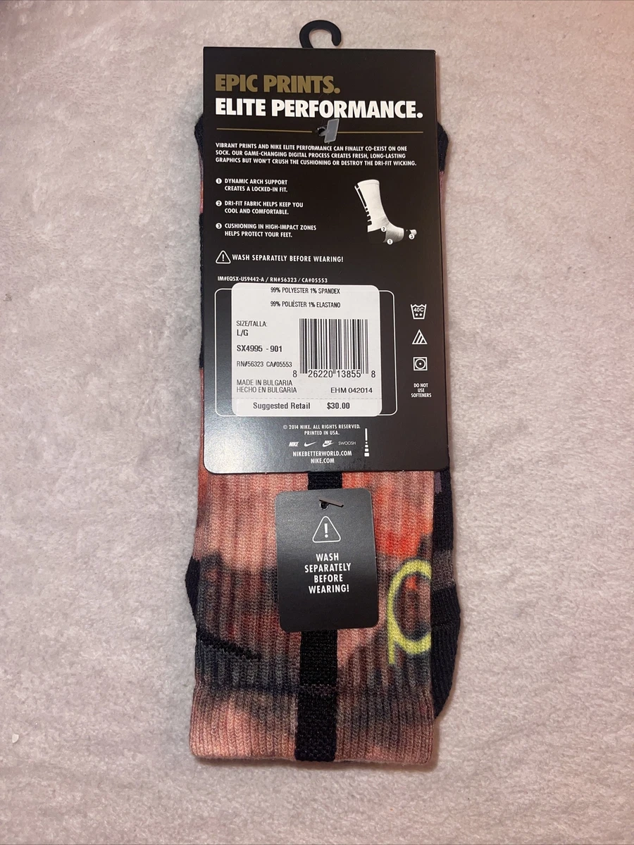 NIKE Vintage Kd Galaxy Digital Ink Basketball Crew Socks Size L G