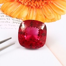AAA Natural Flawless Museum Grade Burma Ruby Loose Cushion Gemstone Cut 25x25 MM