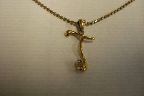 Vintage Diamond Ross Simons Gold over Sterling Silver Letter T 18" Necklace .925 - Picture 7 of 11