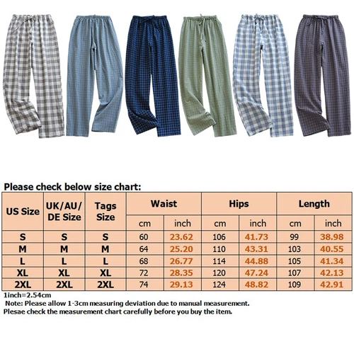 Men Pajama Pants Plaid Pj Bottoms Elastic Waist Sleep Baggy Casual Trousers UK- - Picture 3 of 33