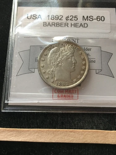 1892  USA, Barber Head ¢25 Quarter Dollar