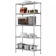 60"x22"x12" Heavy Duty 5Layer Wire Shelving Rack Adjustable Shelf Storage Silver