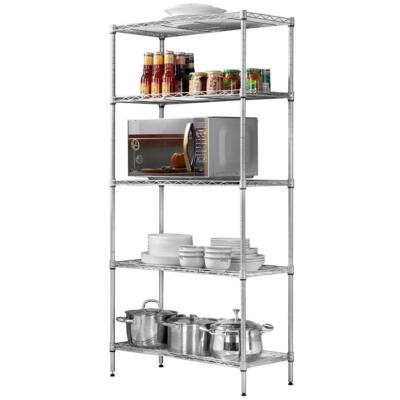 60''x22''x12'' Heavy Duty 5Layer Wire Shelving Rack Adjustable Shelf Storage Silver