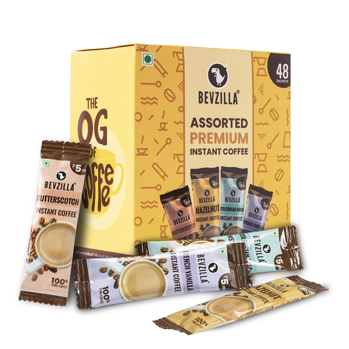 Assorted Coffee Powder Box Instant flavored Coffee Powder 48 Sachets