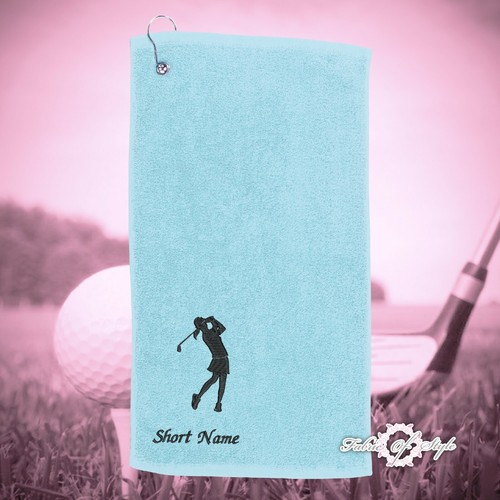 Personalised Embroidered Lady Golfer Golf Towel Any Name Gift Birthday - Picture 6 of 14