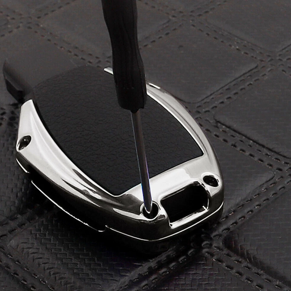 For Mercedes Benz CLA CLS CLK GLK GLA GLC Chrome Silver Key Fob Case Metal Cover - Image 3 of 4