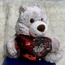 Aurora 11" Super Soft Cuddly Sparkle Heart Bear Brown For Your Valentine Honey