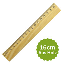 Holz Lineal Maßstab aus Kiefernholz 16cm mit mm-Teilung einfache Ausführung