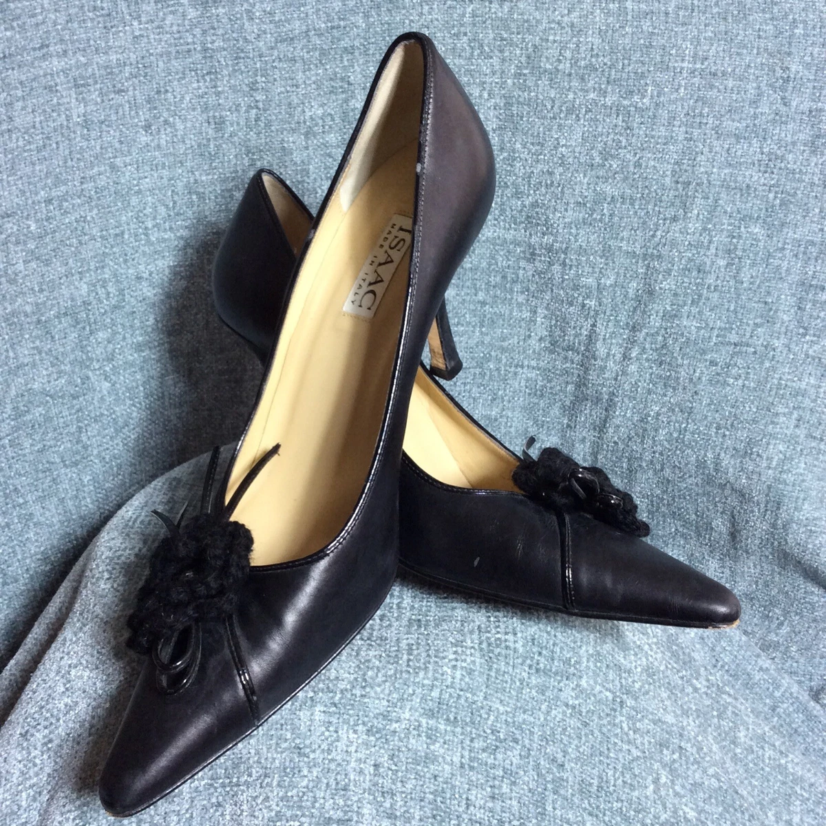 Isaac Mizrahi women s Black Heel Shoes Sz 9.5 Made In Italy Pre