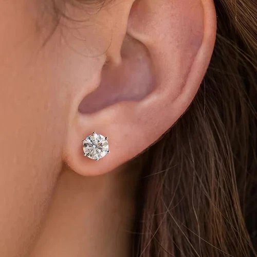 HMJ 1 par de aretes de plata de ley 925 GRIS 0,5-3 QUILATES moissanita real color D - Imagen 12 de 29
