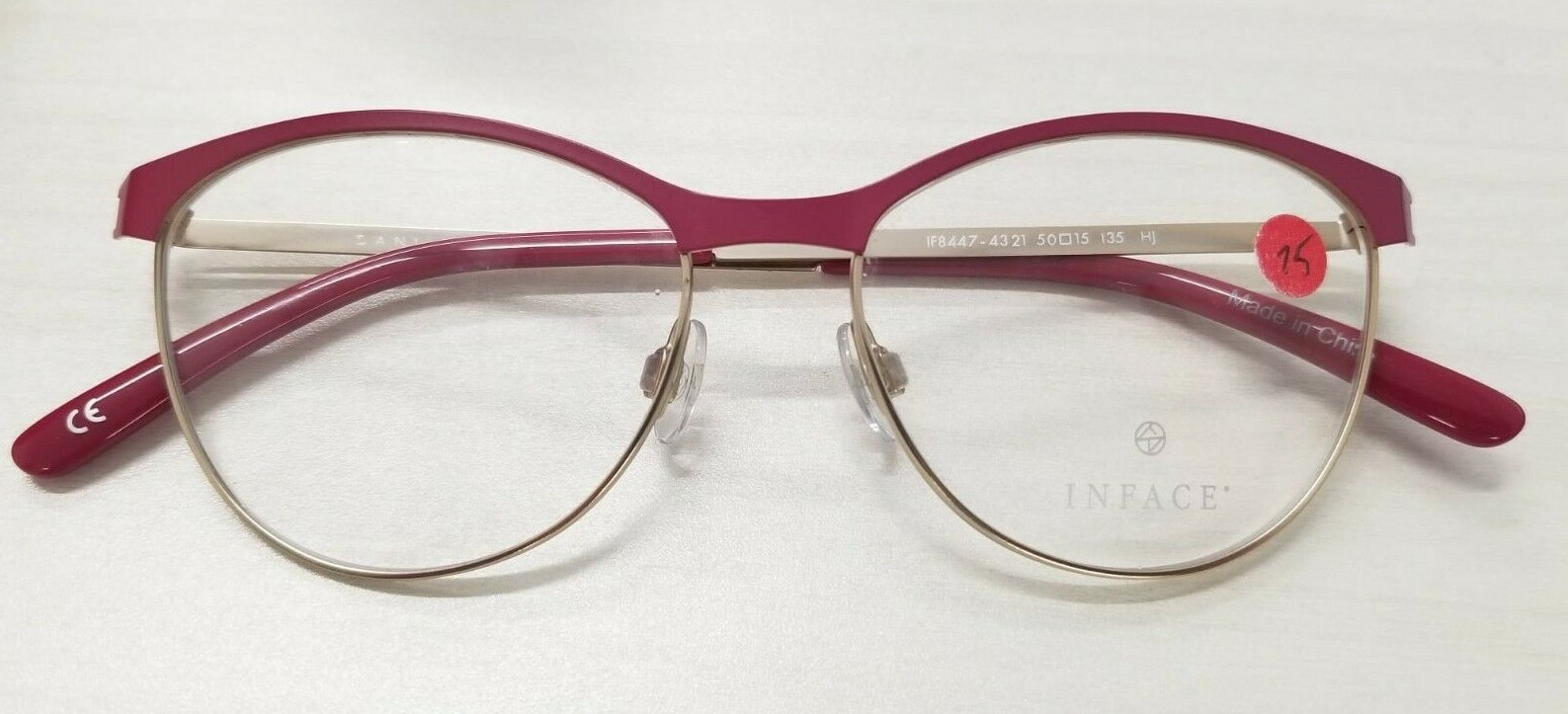 INFACE DANISH OPTICS IF8447-4321 MAGENTA / GOLD METAL EYEGLASSES FRAME 50-15-135