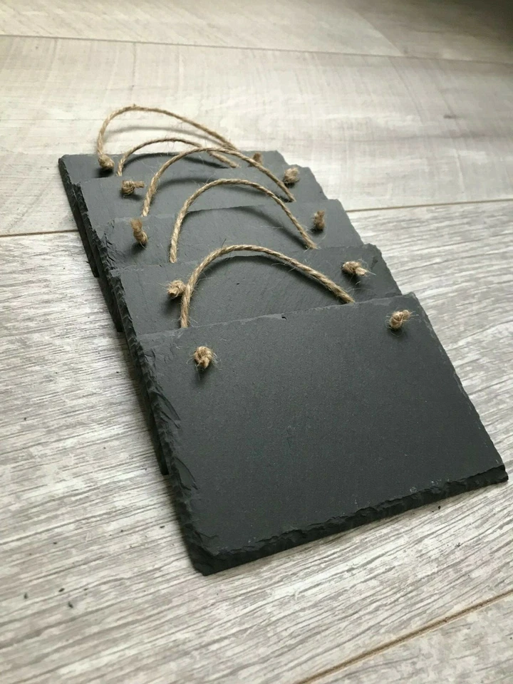 Handmade slate hanging chalkboard blackboard message memo wedding boards 12x8cm  - Image 3 of 4