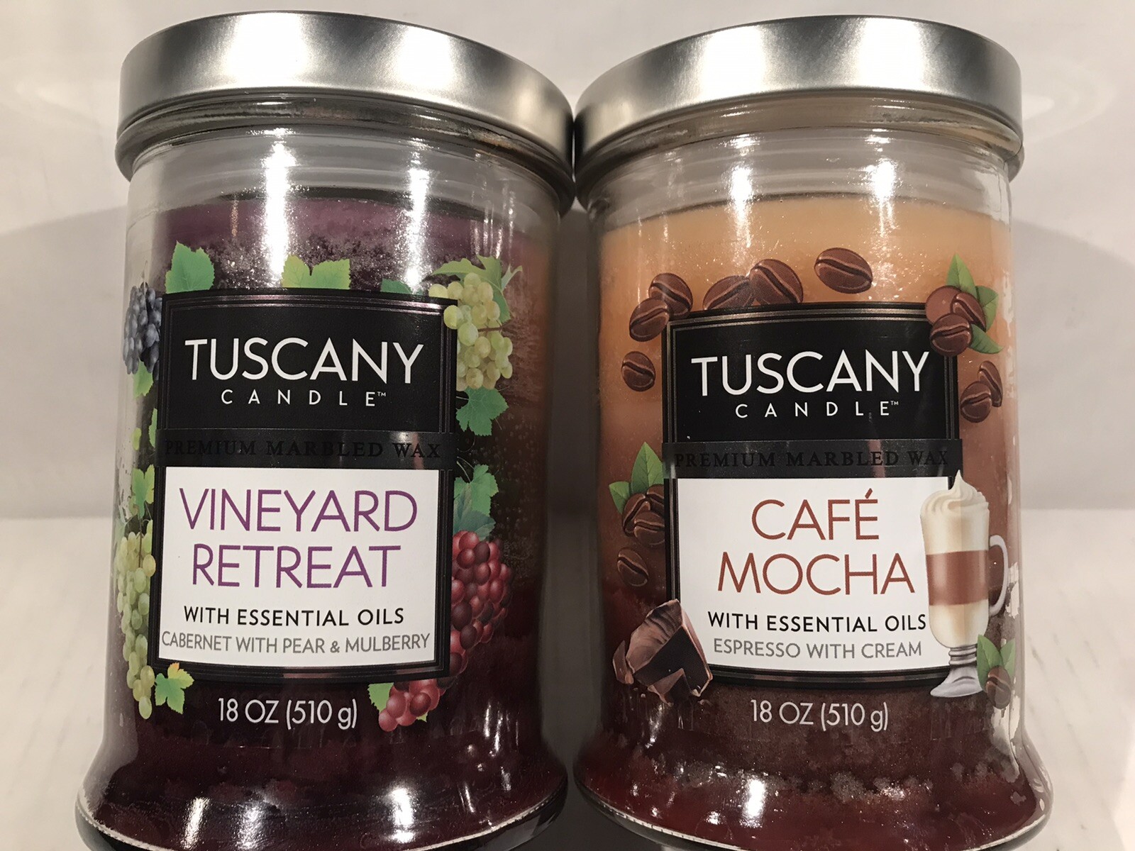 Candles 18 Oz Premium W/ Essential Oils Vineyard Retreat OR Cafe' Mocha Tuscany-image