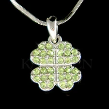 ~4 Leaf Clover~ made with Swarovski Crystal Irish St Patricks Shamrock Necklace