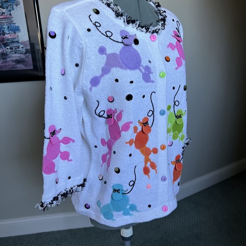 NWT Design Options M L Poodle Dog Sweater Cardigan No Cats back to school - Picture 7 of 8