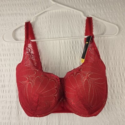 Wonderbra Triangle Push Up Bra Red Lace Size 30I NEW Underwire Padded