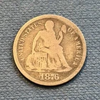 1876 CC Seated Liberty Dime Carson City 90% Silver