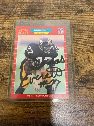 1989 Pro Set #345 Thomas Everett Rookie Card Pittsburgh Steelers Autograph Auto