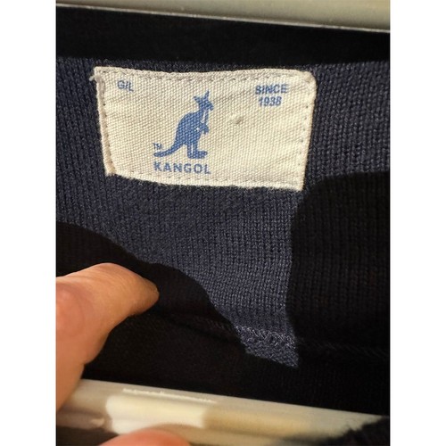 Kangol Cotton Crewneck Sweater L Navy Blue Logo Patch Classic Knit Long Sleeve - Picture 8 of 9