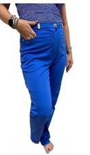 80s St. John Sport High Waisted Blue Straight Leg Trousers  