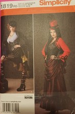 Simplicity 1819, skirt/Bolero jacket/corset Steampunk, Sz R5 14-22 UNCUT