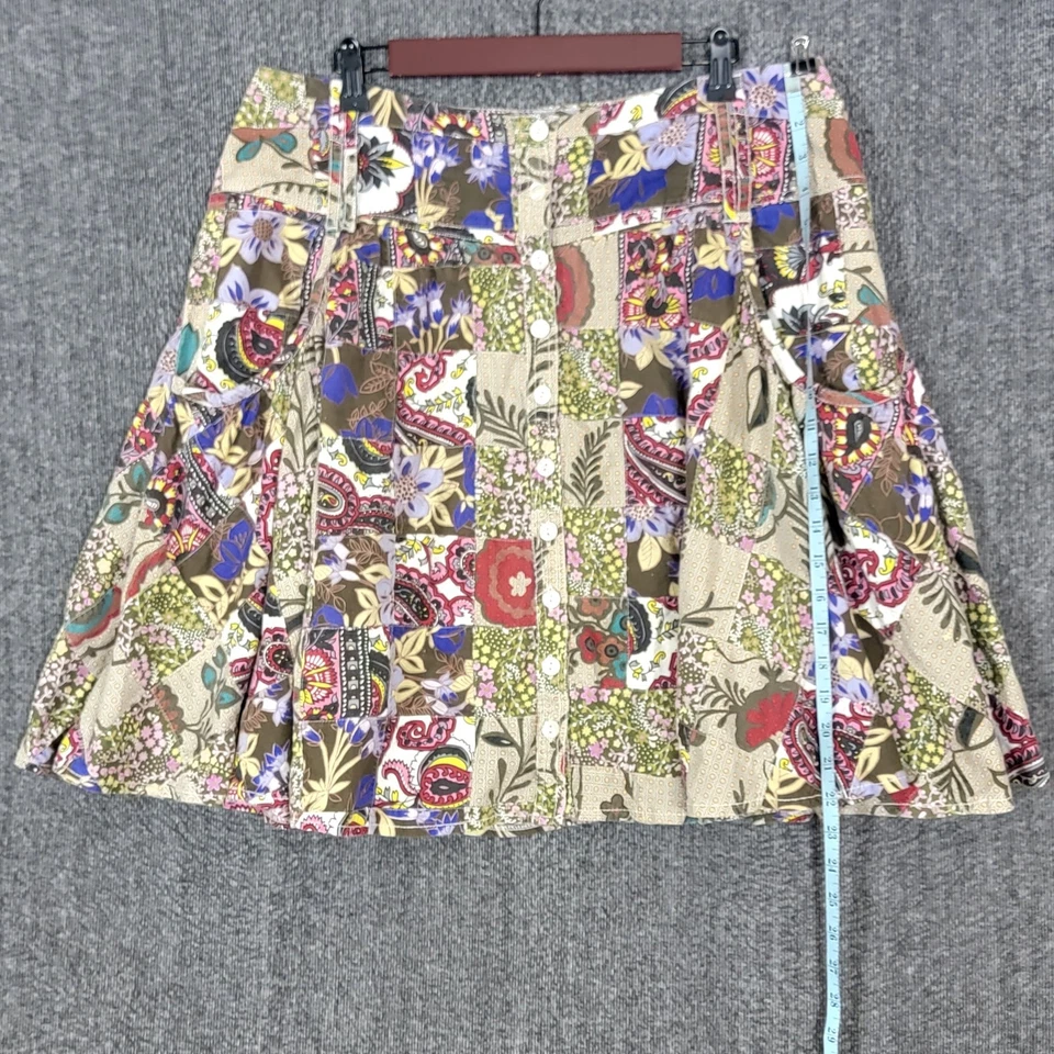 Falda New Directions Mujer 14 Multicolor Patchwork Floral Abotonada Boho Campesina Foto 4 de 4